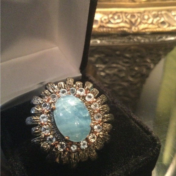 Elegant Genuine Aquamarine Cabochon Ring - Picture 3 of 11